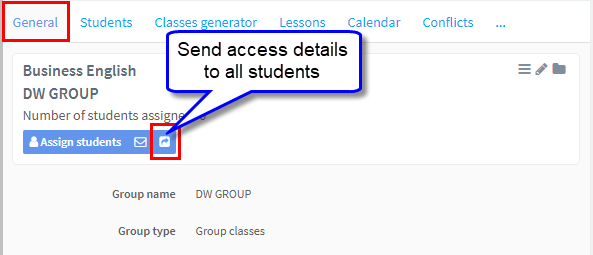 send access details to all students