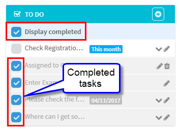 Display completed tasks