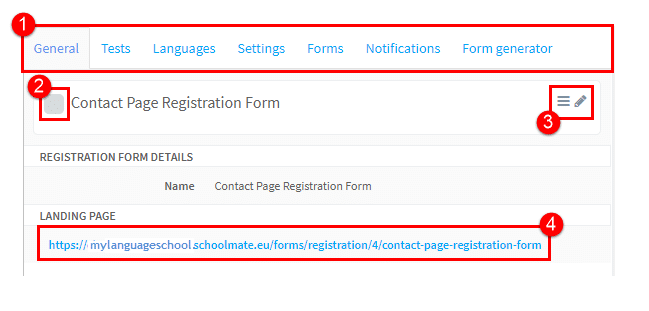 contact page registration form