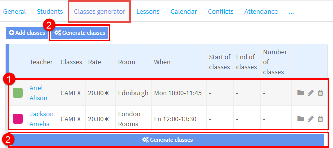 Classes generator