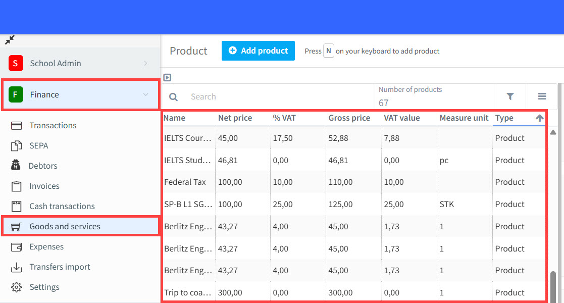 Holded Goods and Services