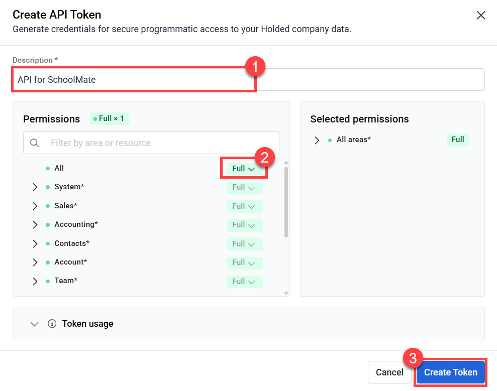 API token